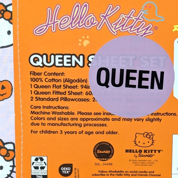 Hello Kitty Halloween Queen Sheet Set Lilac - Picture 3 of 5